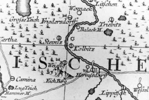 Lohsa-Steinitz mit Kolbitz. Oberlausitzkarte, Schenk, 1759
