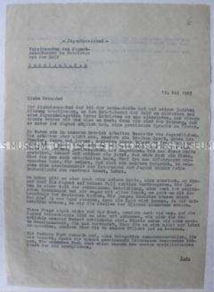 Offener Brief der BGL der Leuna-Werke an den Betriebsrat der BASF in Ludwigshafen mit der Einladung zu einem Besuch in der DDR