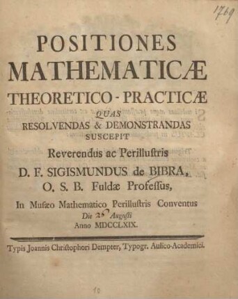 Positiones mathematicae theoretico-practicae