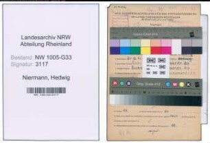 Entnazifizierung Hedwig Niermann , geb. 24.12.1892 (Lehrerin)