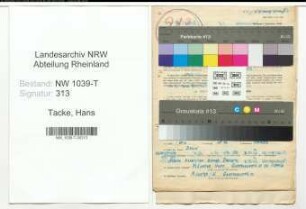 Entnazifizierung Hans Tacke , geb. 25.02.1897 (Vertreter)
