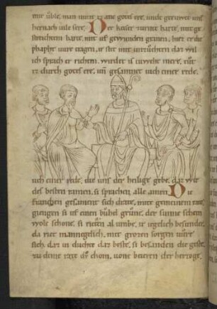 Ratsversammlung der Franken mit Turpin, dem Erzbischof von Reims.