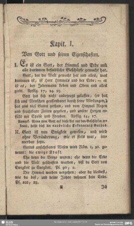 Kapit. I. Von Gott und seinen Eigenschaften