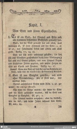 Kapit. I. Von Gott und seinen Eigenschaften