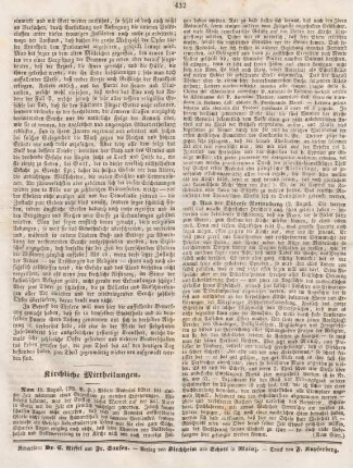 432 Kirchliche Mittheilungen