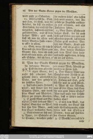 II. Von der Gnade Gottes gegen die Menschen.