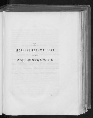 II. Additional-Artikel zu der Wechsel-Ordnung v. J. 1711.