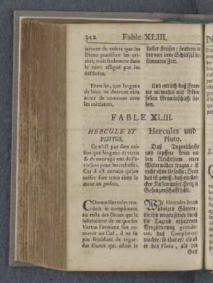 Fable XLIII. Hercule et Plutus. Hercules und Pluto.