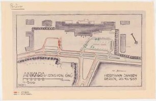 Gesamtbebauungsplan Ankara Teilbebauungsplan Bahnhofsgelände: Lageplan Bahnhofsvorplatz, verkehrliche Bedienung 1:500