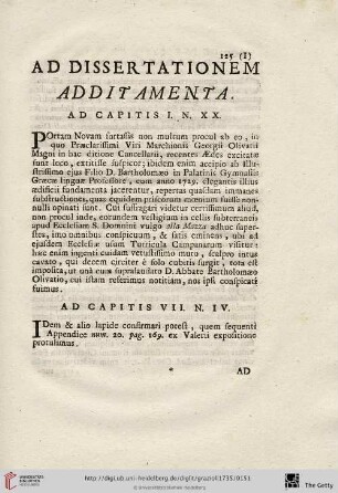 Ad Dissertationem additamenta
