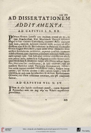 Ad Dissertationem additamenta
