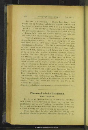 Photomechanische Glasätzung