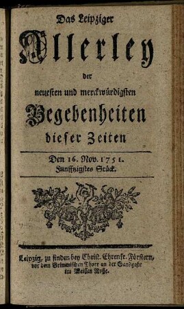 Den 16. Nov. 1751. Funfftzigstes Stück.