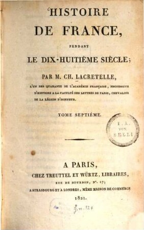 Histoire de France, pendant le dix-huitième siècle, 7