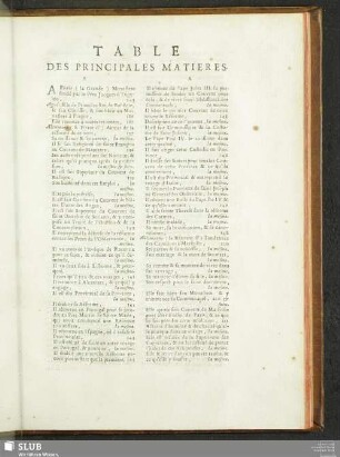 Table Des Principales Matieres