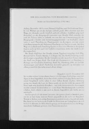 Die Belagerung von Hamburg 1813/14 : Briefe von Heinrich Geffcken (1792-1861)