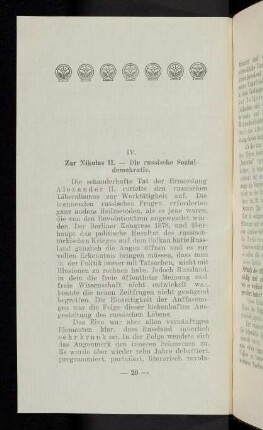 20, IV. Zar Nikolaus II. - Die russische Sozialdemokratie