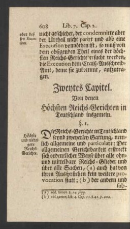 Zweytes Capitel. Von denen Höchsten Reichs-Gerichten in Teutschland insgemein