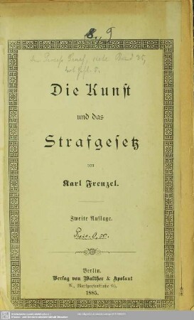 Die Kunst und das Strafgesetz