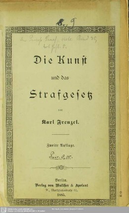 Die Kunst und das Strafgesetz