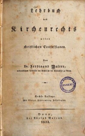 Lehrbuch des Kirchenrechts aller christlichen Confessionen
