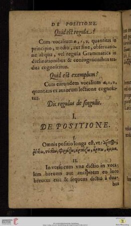 I. De positione