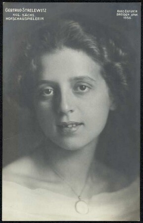 Porträt Gertrud Strelewitz : Porträt Gertrud Strelewitz (1896-nach 1930; Schauspielerin). Fotografie (Weltpostkarte) von Hugo Erfurth. Dresden, 1918