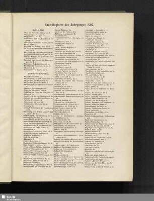 Sach-Register des Jahrganges 1907