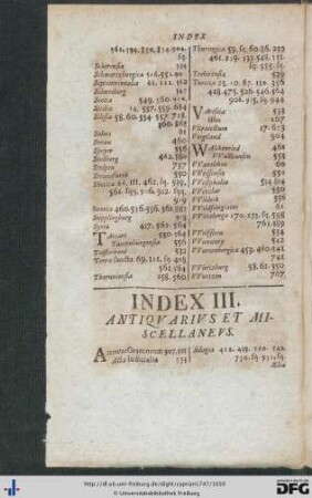 Index III. Antiquarius Et Miscellaneus.