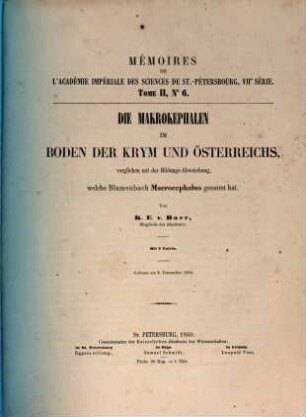 Die Makrokephalen im Boden der Krym und Österreichs, verglichen mit der Bildungs-Abweichung, welche Blumenbach Macrocephalus genannt hat