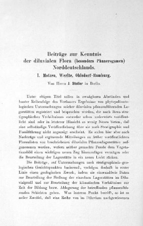 Beiträge zur Kenntnis der diluvialen Flora (besonders Phanerogamen) Norddeutschlands.