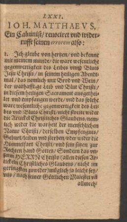 LXXI. Ioh. Matthaeus ...