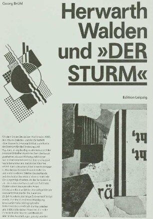 Buchgestaltung zu G. Brühl 'Herwarth Walden und der Sturm'