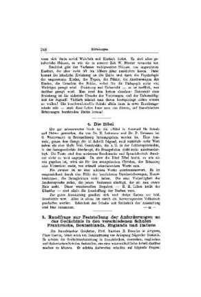 Rundfrage zur Feststellung der Anforderungen an das Gedächtnis in den verschiedene Schulen Frankreichs, Deutschlands, Englands und Italiens