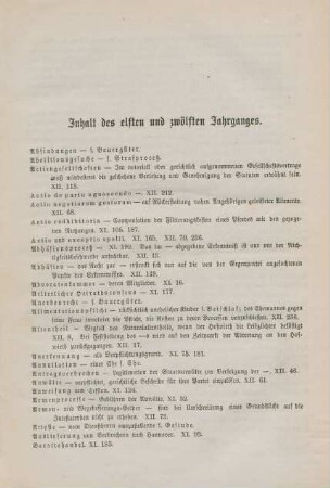 Inhalt des elften und zwölften Jahrganges