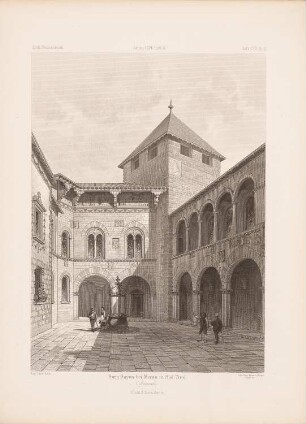 Burg Goyen (Gayen), Schenna: Perspektivische Ansicht des Innenhofs (aus: Architektonisches Skizzenbuch, H. 155/2, 1879)