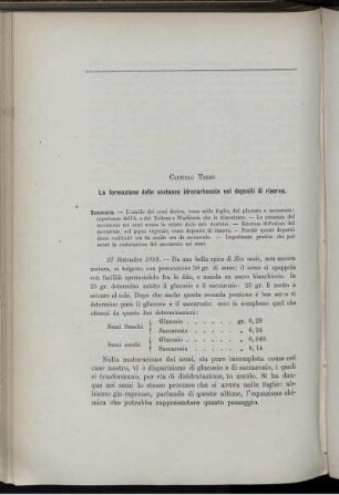 Capitolo Terzo. La formazione dell sostanze idrocarbonate nei depositi di riserva.