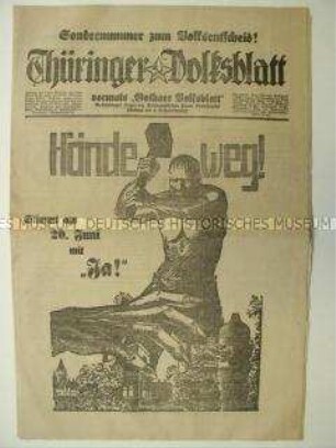 Illustrierter Sonderdruck des KPD-Organs "Thüringer Volksblatt" zum Volksentscheid über die Fürstenenteignung