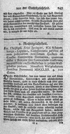 Commentatio juridica ad rem judiciariam novissimam spectans de caussa continentia Germanica, quatenus distat a Romana.