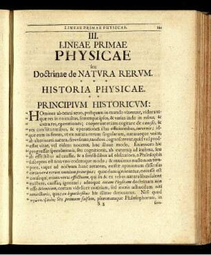 III. Lineae Primae. Physicae.