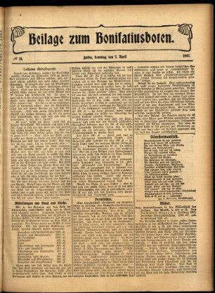Zweite Ausgabe vom Sonntag, den 07. April 1907.