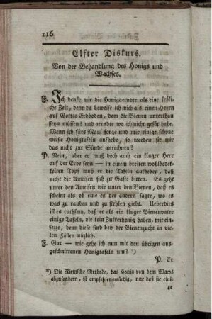 Elfter Diskurs. Von der Behandlung des Honigs und Wachses