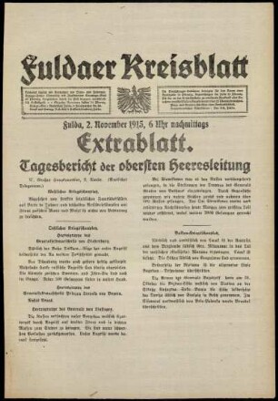 Ausgabe vom Dienstag, den 02. November 1915.