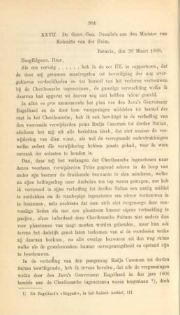 XXVII. De Gouv.-Gen. Daendels ... 20 Maart 1808