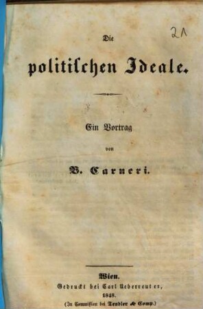 Die politischen Ideale : Ein Vortrag