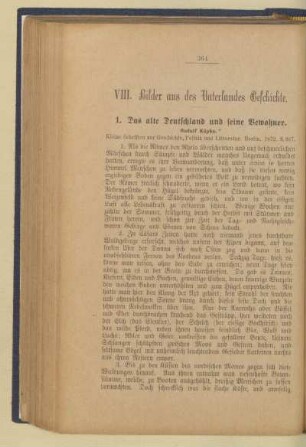VIII. Bilder aus des Vaterlandes Geschichte