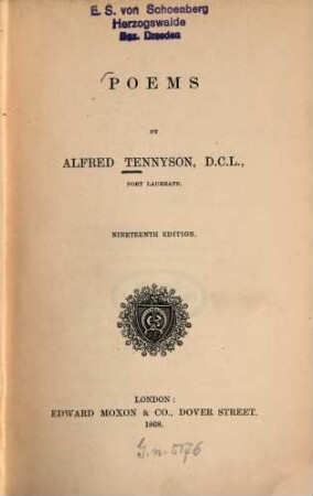 Poems : By Alfred Tennyson