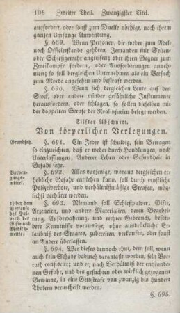 Eilfter Abschnitt. Von körperlichen Verletzungen