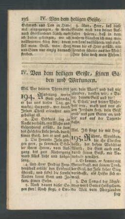 IV. Von dem heiligen Geiste, seinen Gaben und Wirkungen.
