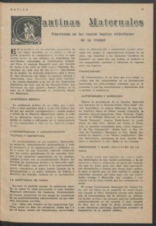 Cantinas maternales : Funcionan en los cuatro barrios suburbanos de la ciudad